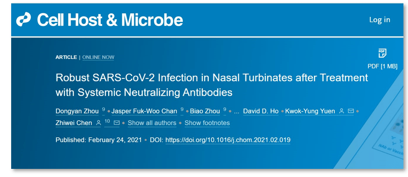 Cell Host & Microbe |中国学者揭示新冠病毒可稳定存在于鼻内_抗体