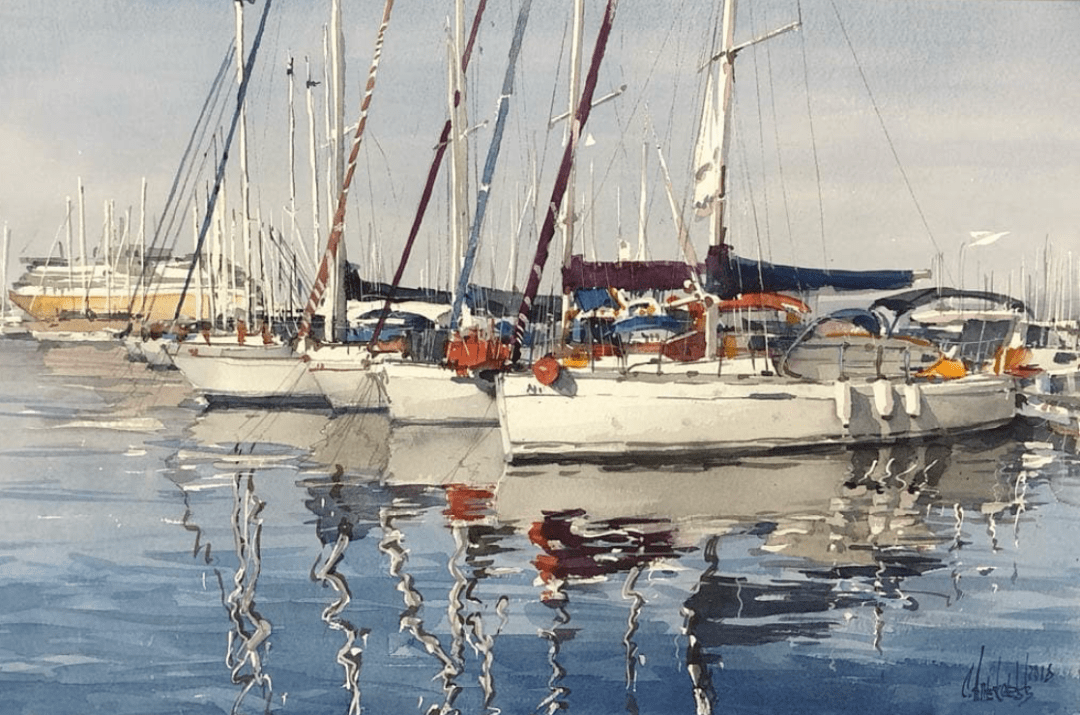 俄罗斯水彩画家СергейАлексеев作品欣赏船系列油画水彩