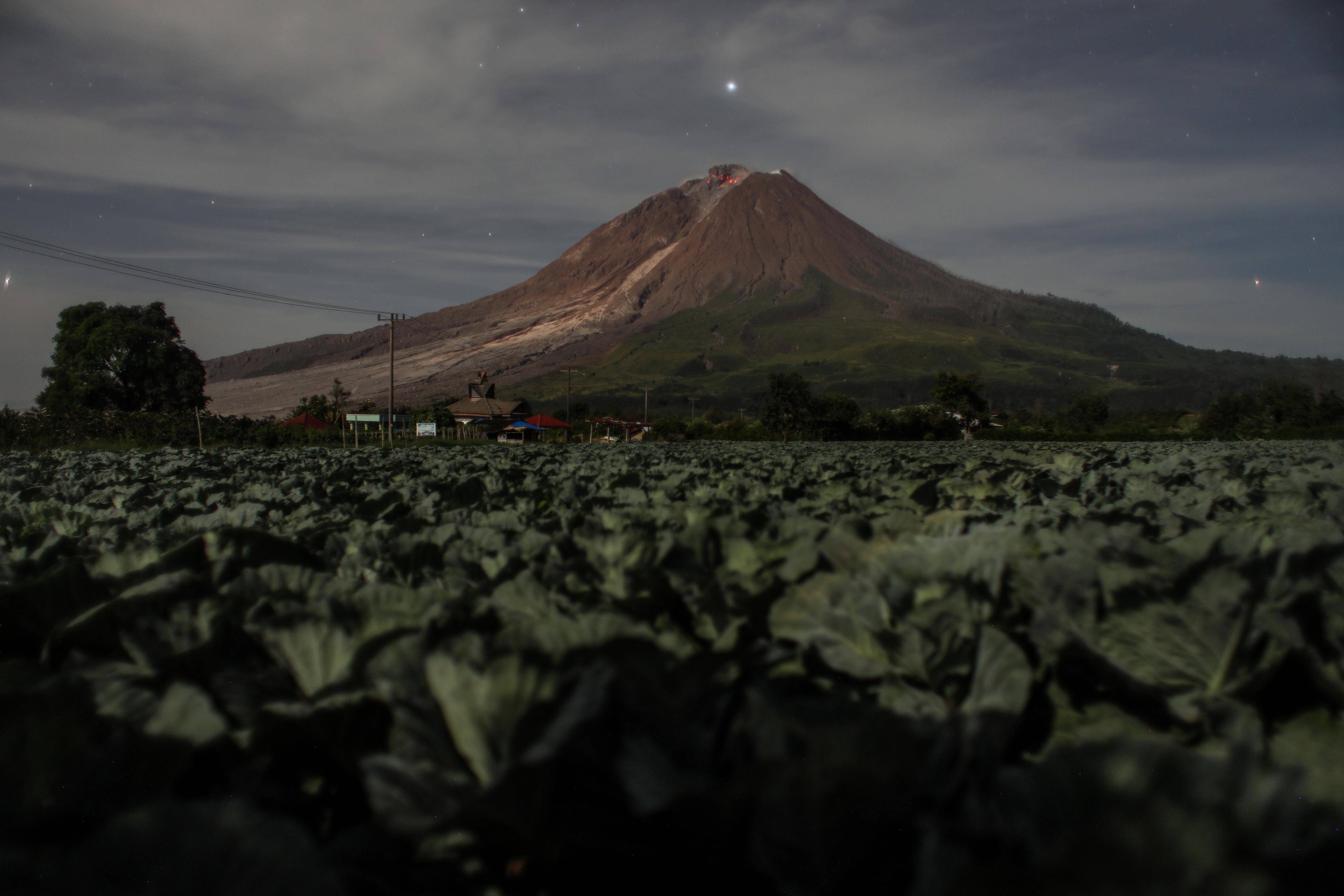 喷发后的锡纳朋火山