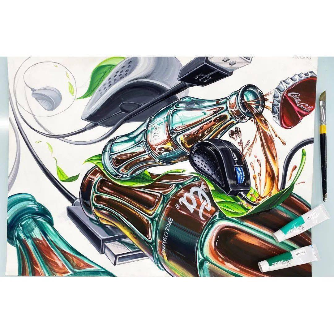 超强悍的马克笔手绘这效果和透视简直了
