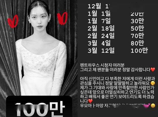 星闻顶楼韩智贤ins粉丝达成100万的感想又懵又惊讶