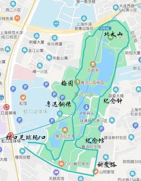 上海鲁迅公园地图图片