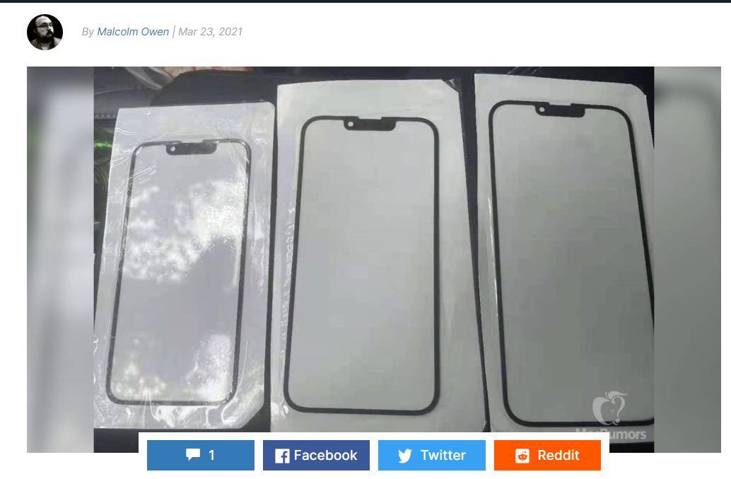 设计|“刘海儿”终于变小了：外媒曝光iPhone 13前玻璃面板照片