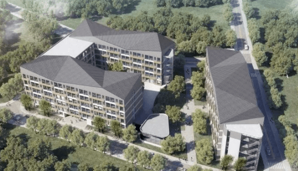 西安美院新校区滈河之畔的地标建筑群