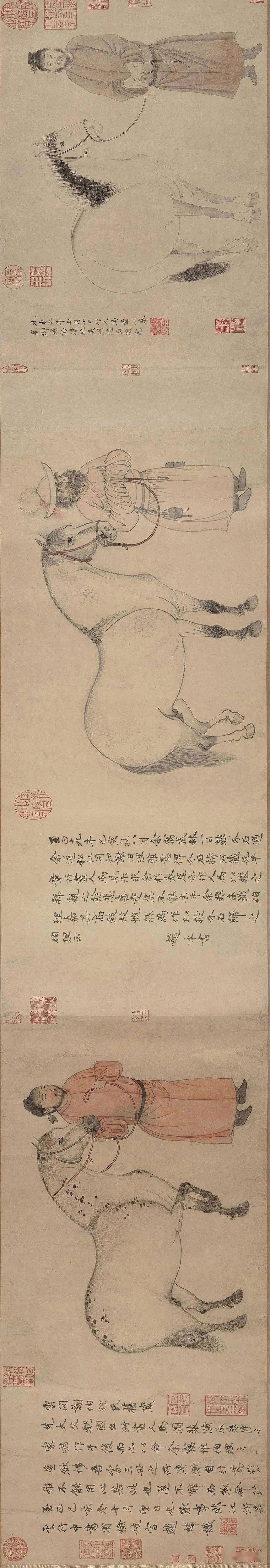 元 赵孟頫 三世人马图卷 美国大都会博物馆藏