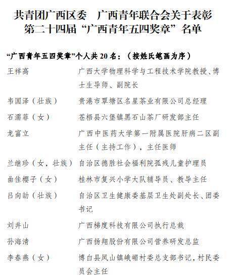 学习榜样广西一批优秀青年个人和集体获表彰