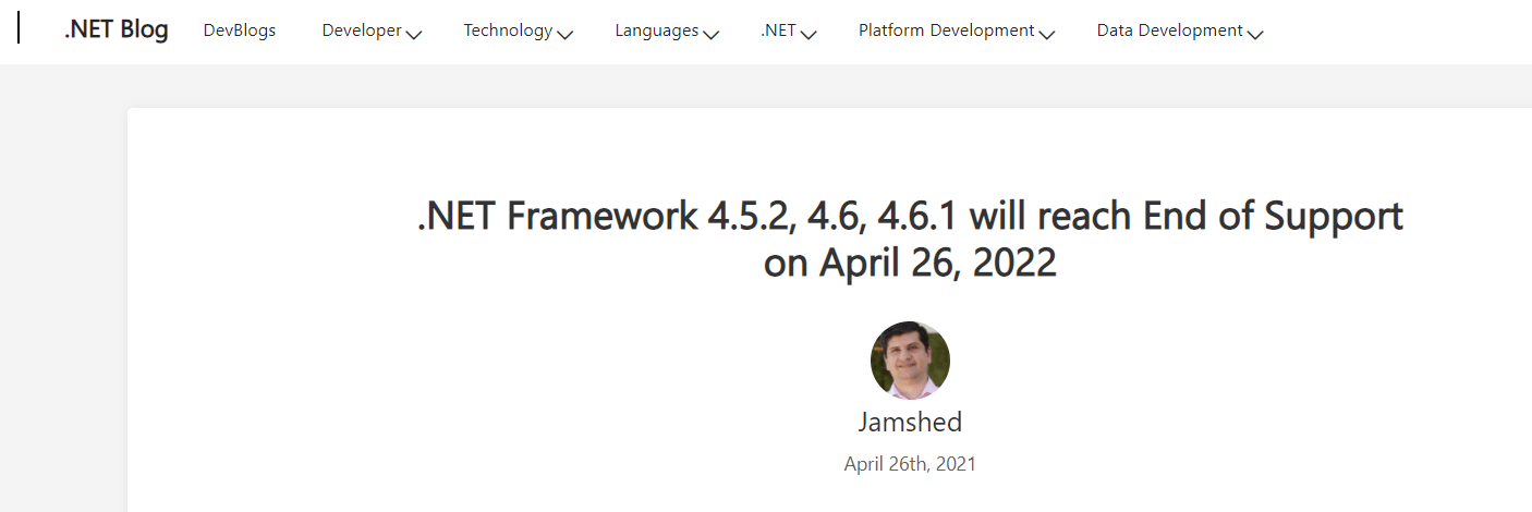 微软宣布将停止支持多个版本的 .NET Framework：不再提供安全修复及技术支持
