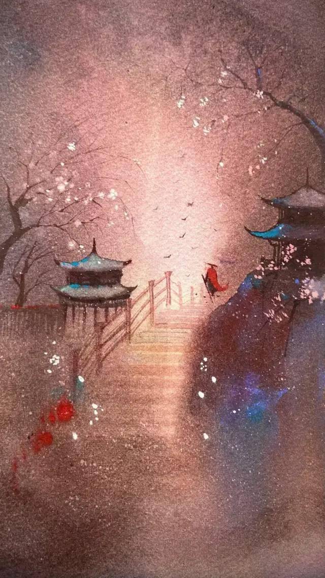 最美古风唯美古风背景场景插画