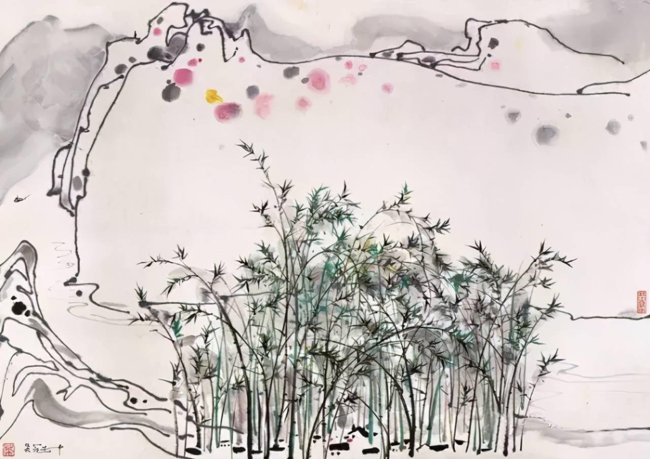 吴冠中笔下的竹,真是太美了_竹林