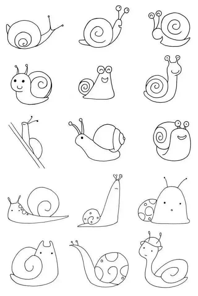 简笔画小动物小蜗牛猫头鹰简笔素材