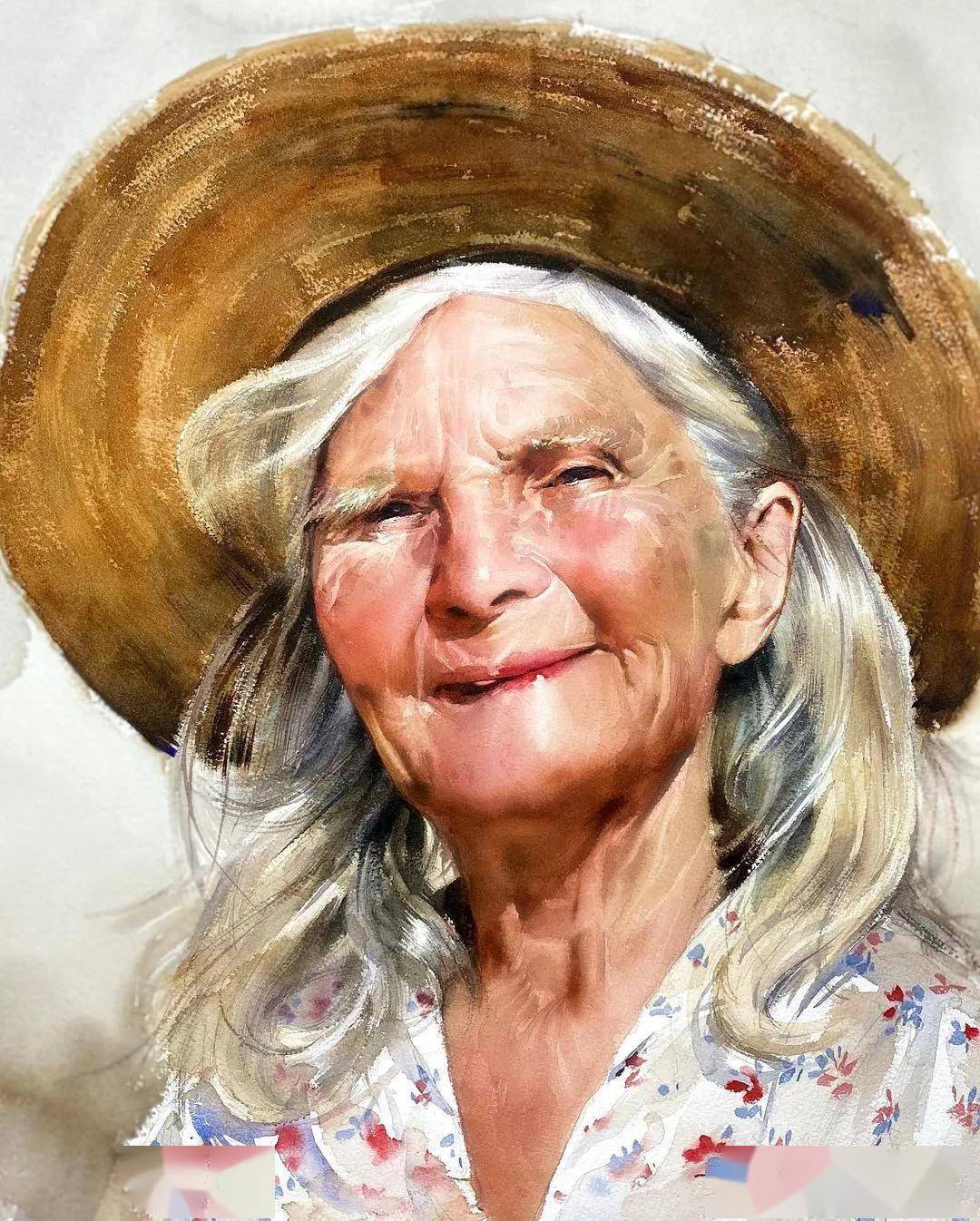 笑颜如花的韩国水彩人物肖像画生活中也要笑口常开