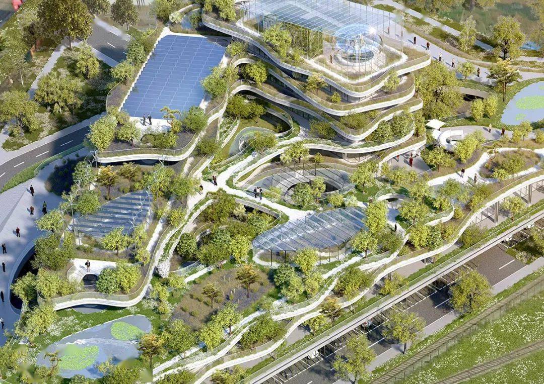 设计灵感来自仿生植物,建筑设有大型绿色层叠式露台,享有最大的阳光和