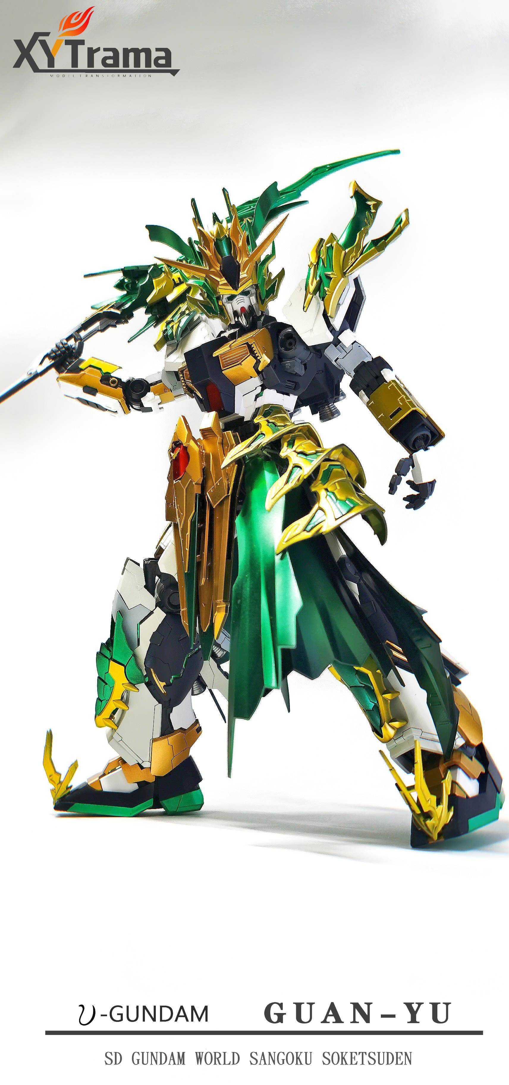 牛高达模型改造三国创杰传mg正比例轻装关羽高达模型