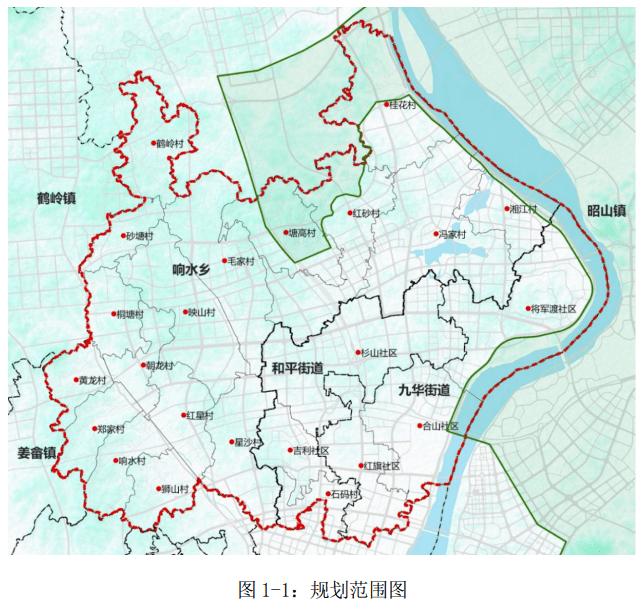 规划范围为湘潭经开区所辖范围,包括2个街道1个乡,即和平街道,九华