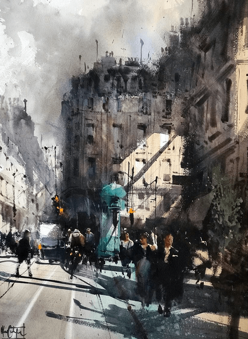 乌拉圭水彩画家alvarocastagnet作品欣赏街景系列一