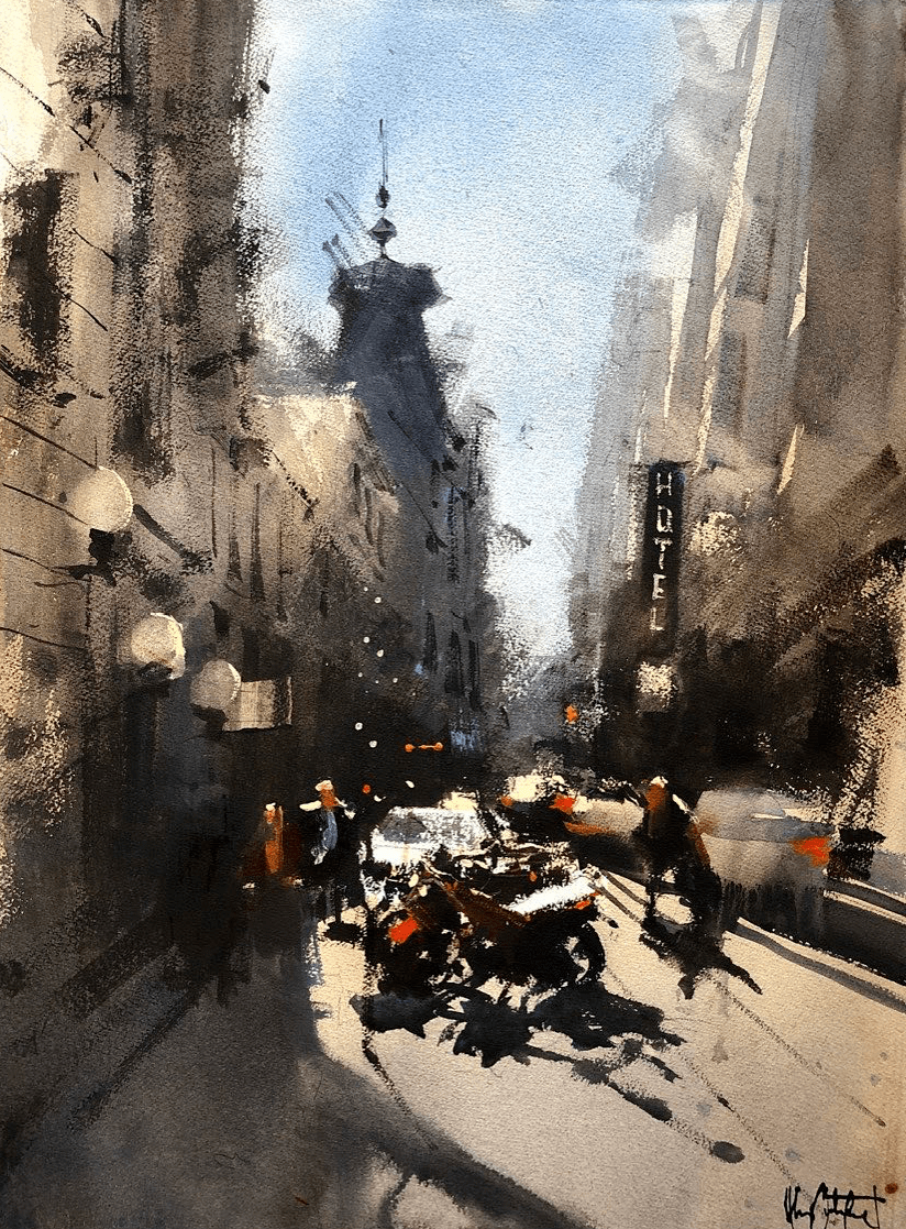 乌拉圭水彩画家alvarocastagnet作品欣赏街景系列一