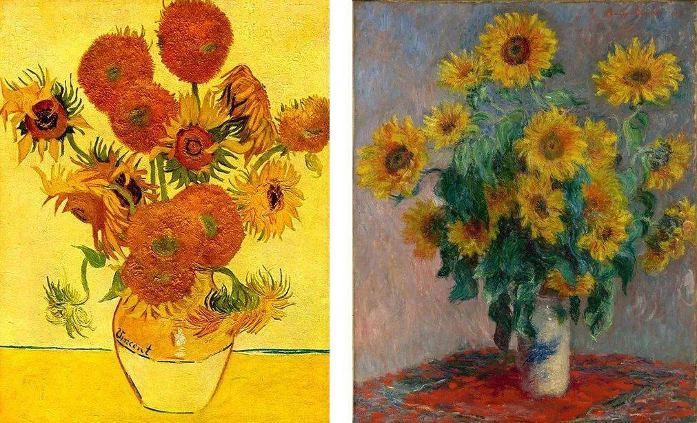 当时欧洲著名画家的名著中均大量出现了向日葵,尤其是梵高,莫奈及高更