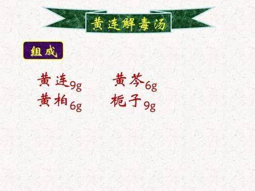 是唐方,出自《外台秘要,方中黄连,黄芩的组合,还有黄柏,栀子的组合