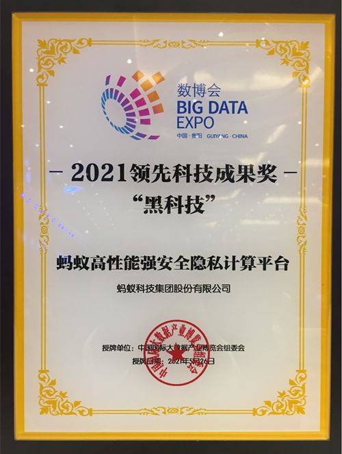 隐私|隐私计算成2021数博会技术热点 蚂蚁集团获得两大奖项