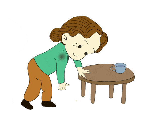 患者站立并轻弯腰,让患肢下垂并画圈,沿顺时针方向和逆时针方向各十圈