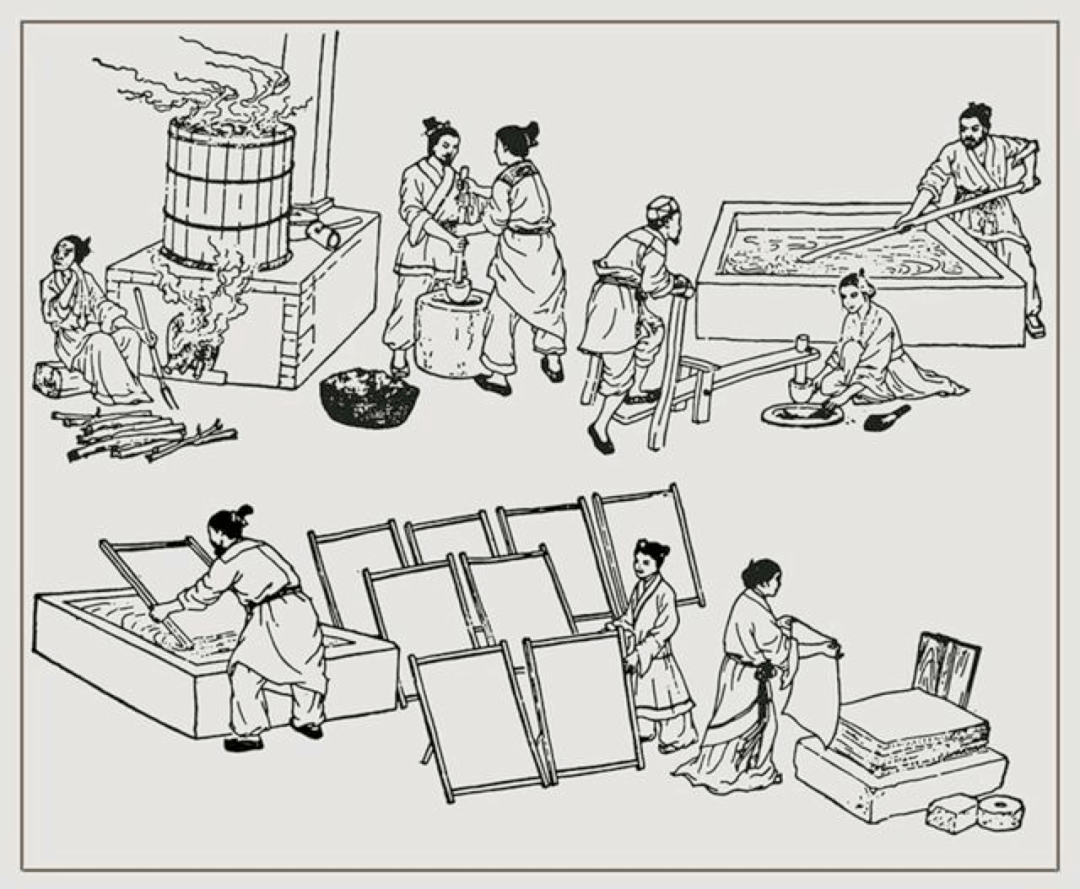 即使在现代,在湿法造纸生产中,其生产工艺与中国古代造纸法仍没有根本