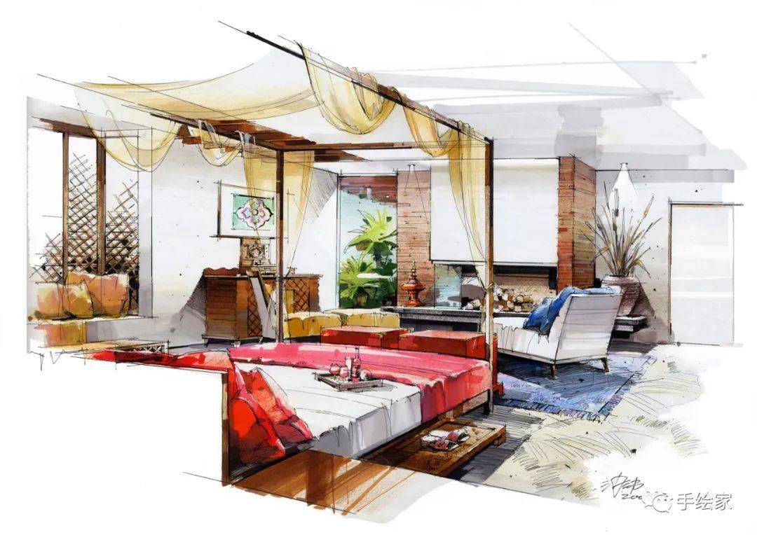 中国马克笔手绘第一人沙沛手绘是无法释怀的情感和初心