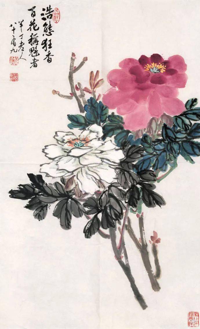 国色天香陈半丁国画牡丹作品欣赏