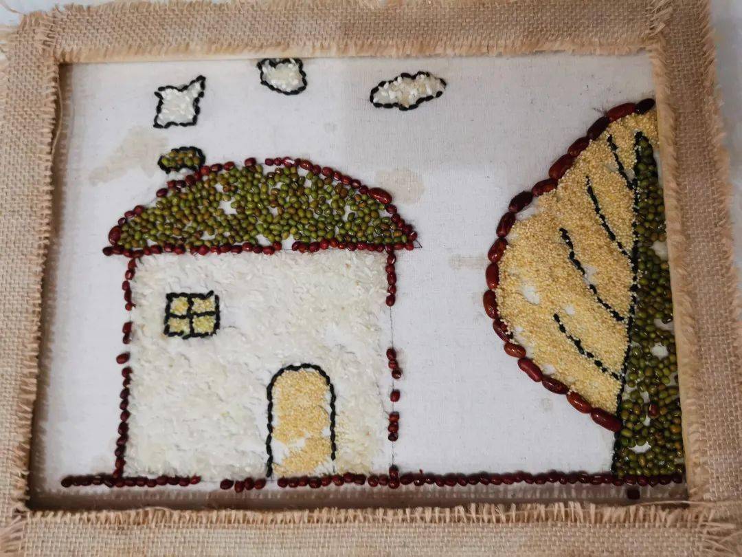 作品欣赏芒种节气知多少快来看看我们的绿豆贴画吧!