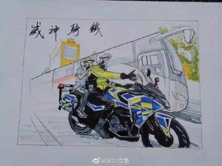 用画笔,记录你们护航高考的身影!_铁骑