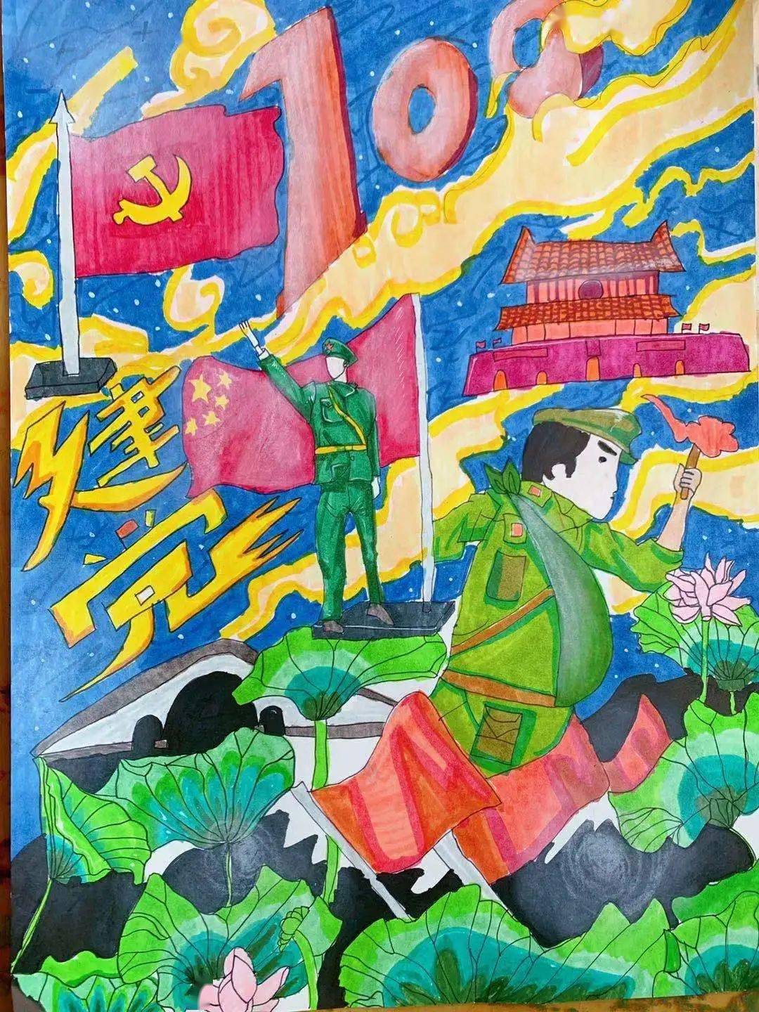 幼儿园建党100周年环创素材童心向党绘画