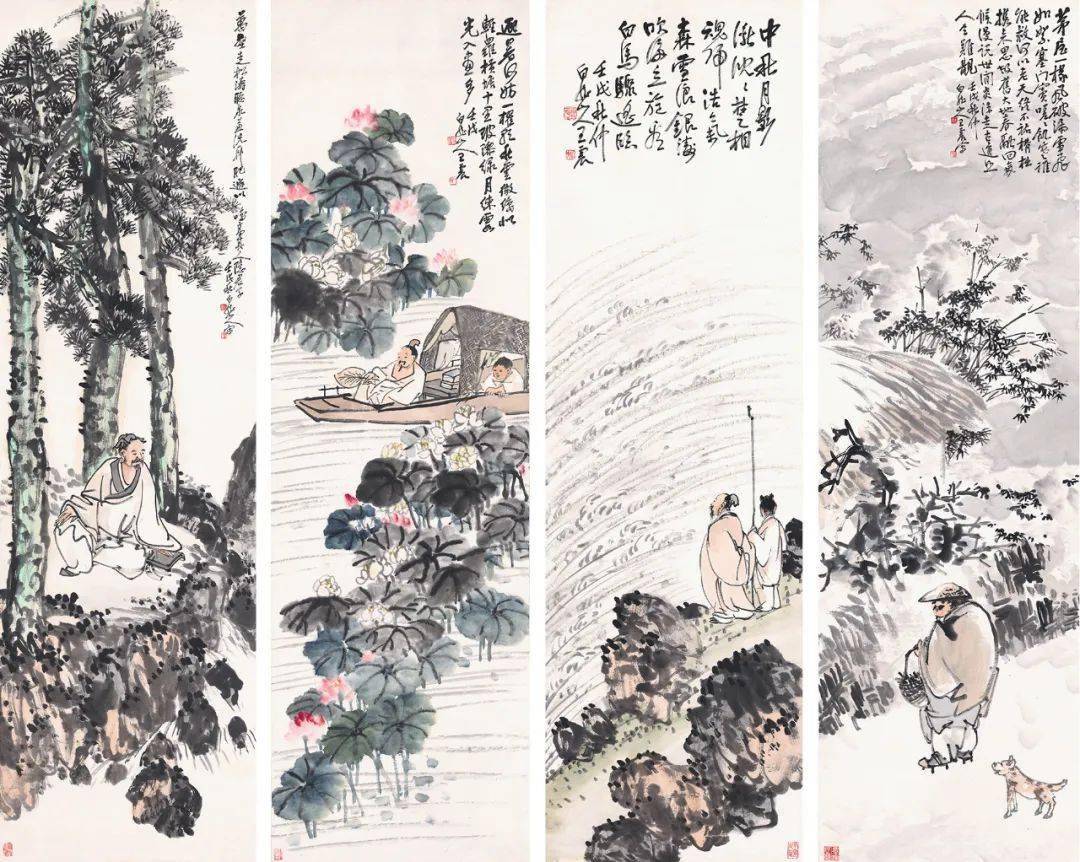 中国書画墨 二点 胡開文義記製 王一亭 書 中国書画墨 二