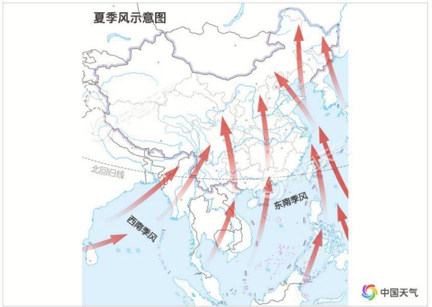 中国夏季风进退规律图图片