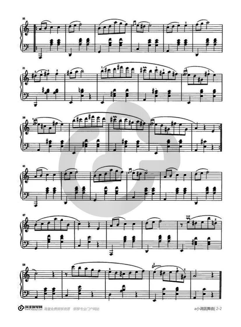 钢琴谱推荐a小调圆舞曲