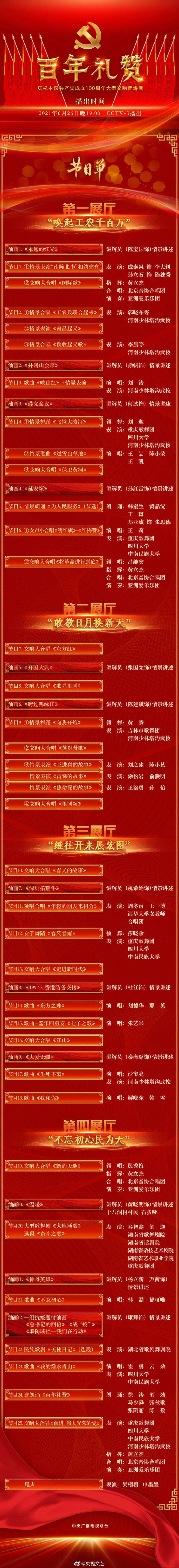 央视庆祝建党百年大型交响音诗画特别节目，今晚七时播出