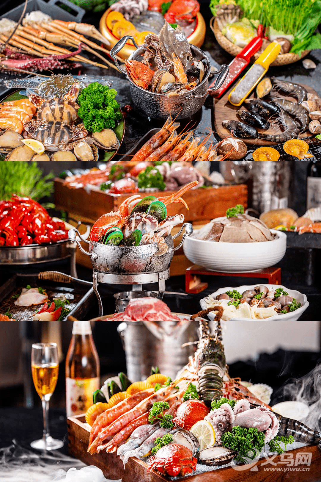 生猛海鲜无限量敞开吃,厚切三文鱼,北极贝,甜虾各种刺生自由,m6和牛