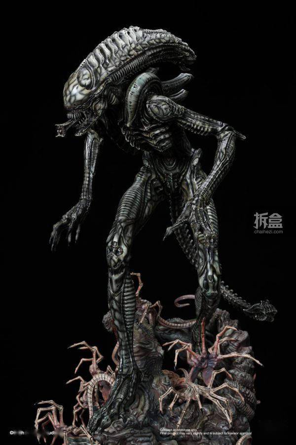xmstudios洞穴异形战士alien黑色版雕像