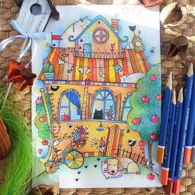 他山之石艺好棒这些彩铅卡通画这么美把内心的童心都释放出来