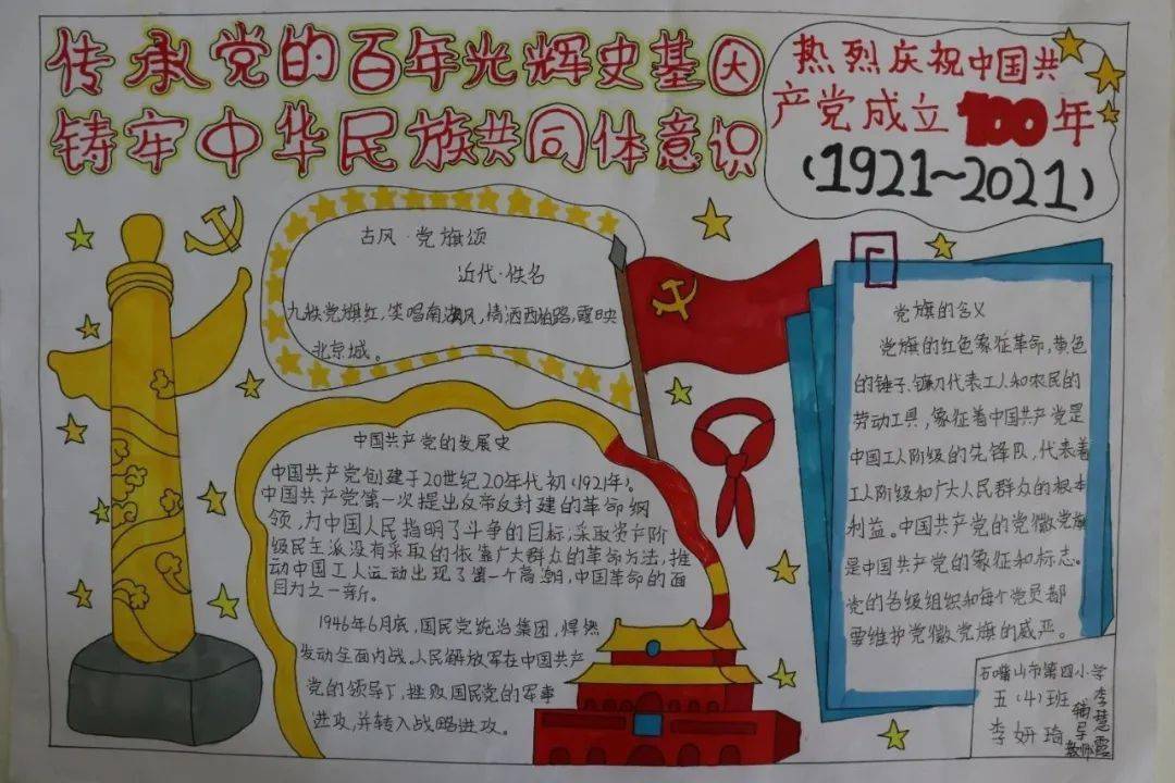 传承党的百年光辉史基因铸牢中华民族共同体意识主题手抄报比赛作品