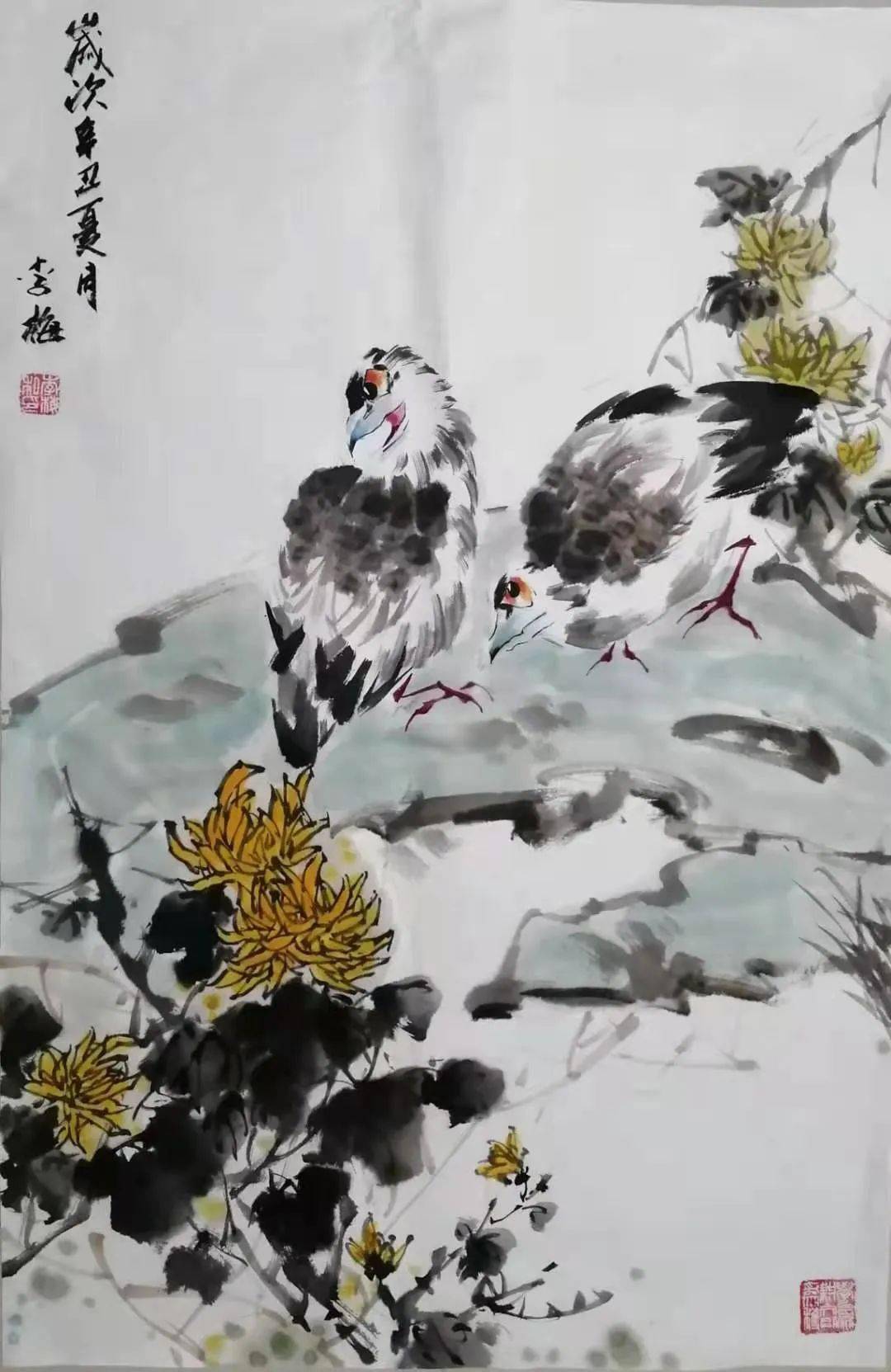 李梅国画图片