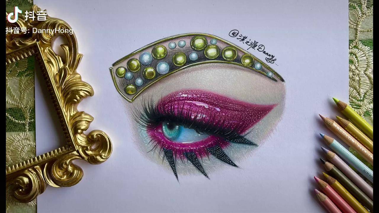 纸上手绘创意眼妆详细全过程画画