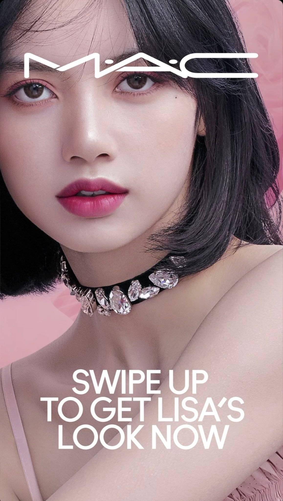 代言人lisa最新广告宣传图浪漫桃系妆容打造真人芭比美貌