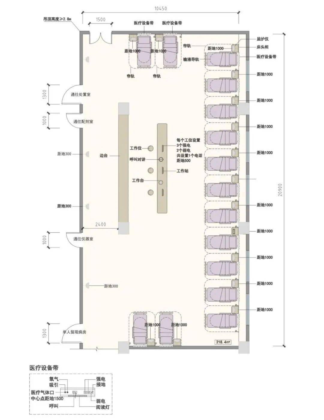 留观病房设施布局示例大型综合急诊急救中心一般设立1～2间急诊手术室