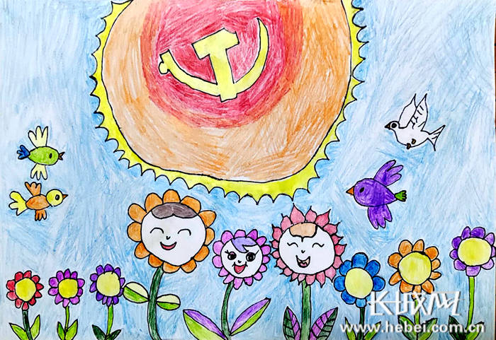 幼儿园绘画童心向党图片