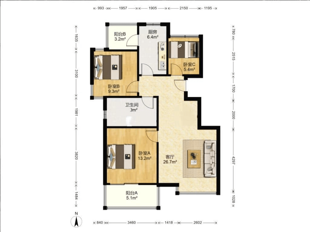 【房屋出售】上海保利維拉家園出售,88.53平米,三室二廳,詳見