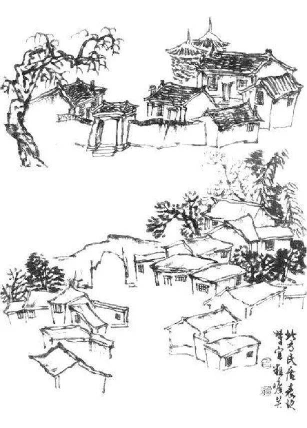 山水画技法:点景建筑_房屋