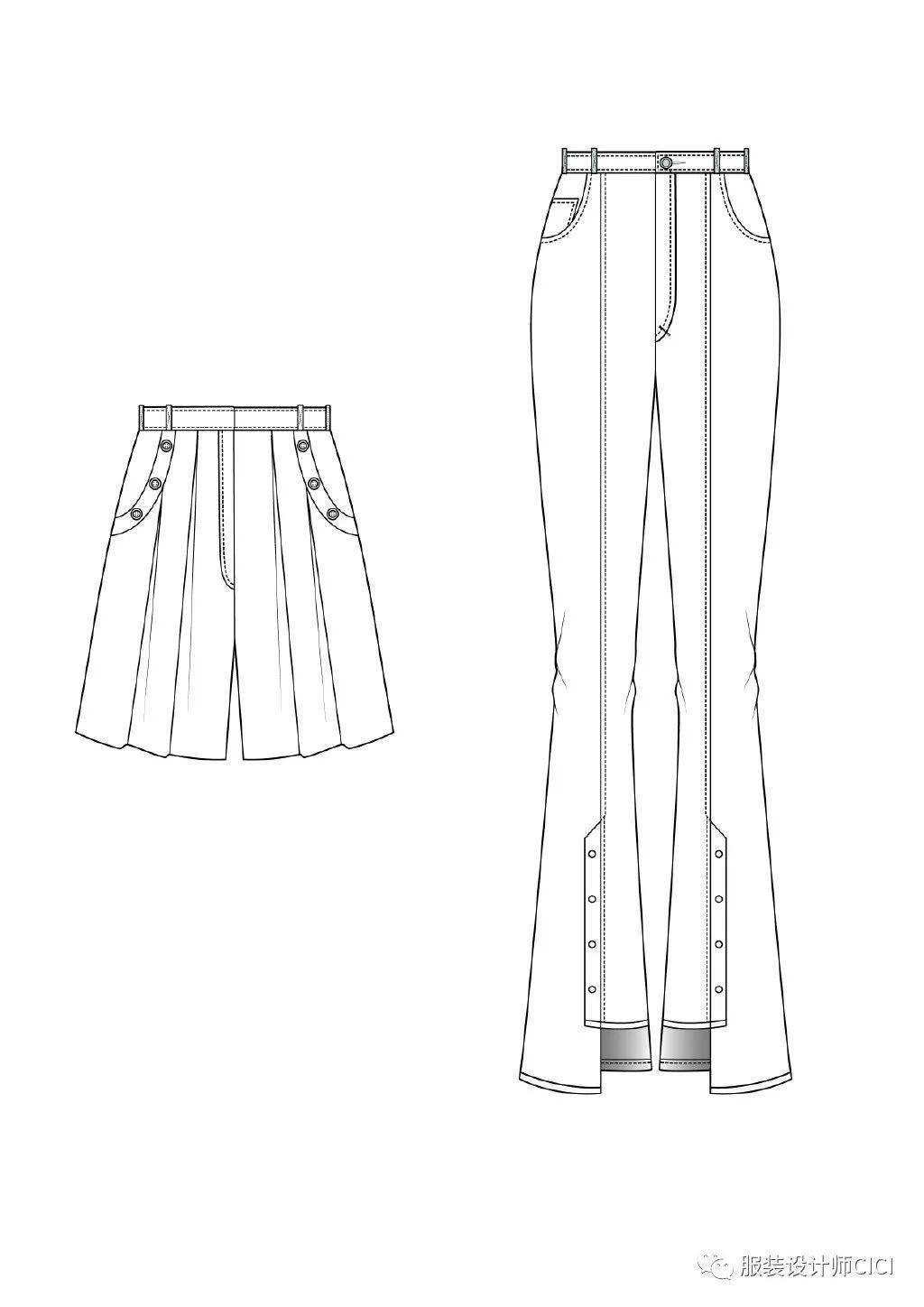 商业服装平面款式图线稿分享!(200多款规规矩矩·正正经经的款式图)