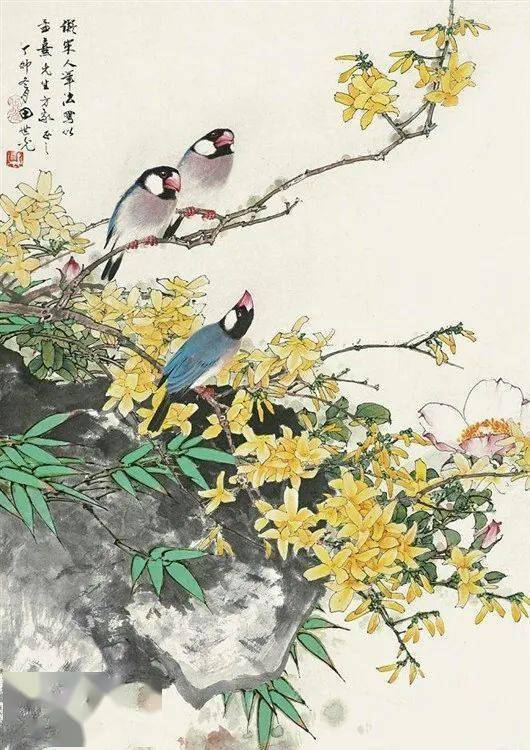 国画大师笔下迎春花端庄秀丽春意盎然
