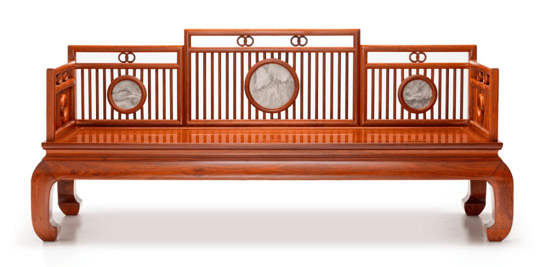 红桥红嵌云石城市客厅明式沙发