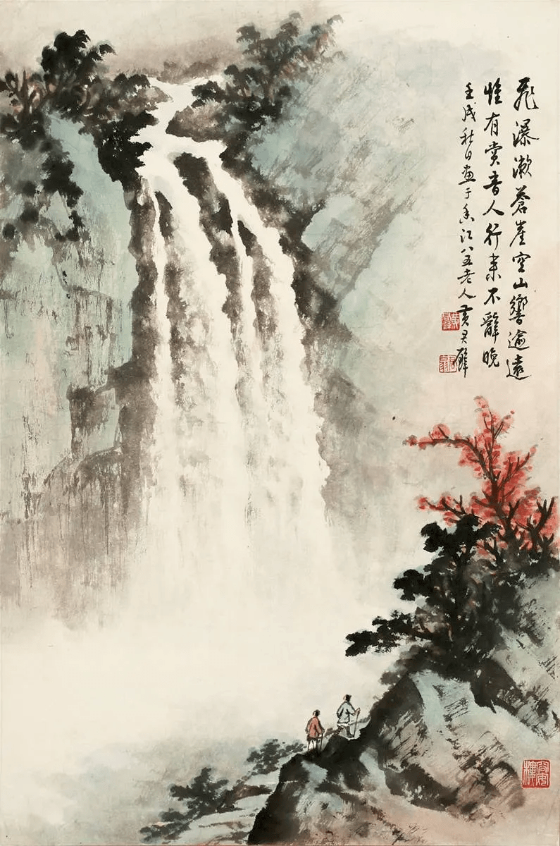 黄君璧画云水瀑布，气势惊人_搜狐网