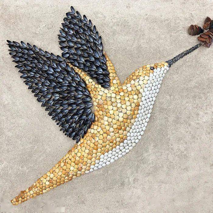 美女珠宝设计师疫情期间陪孩子玩耍拼贝壳拼着拼着成了大神太治愈了